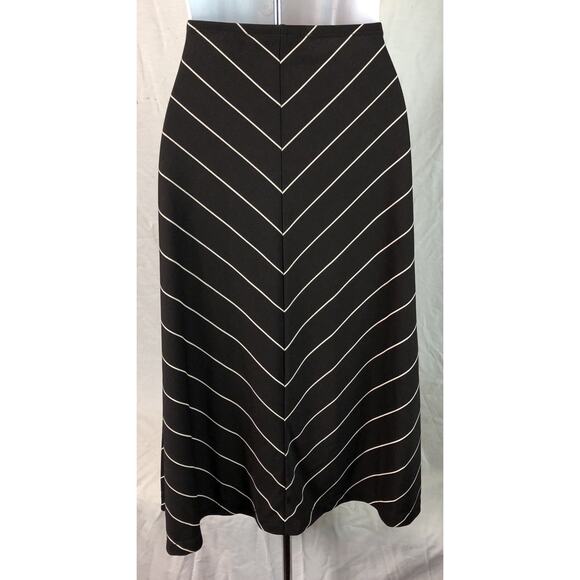 Vintage Slinky Flare Midi Skirt S Brown Stripe A Line 27”W Fairy Office Goth Y2K - Picture 5 of 7